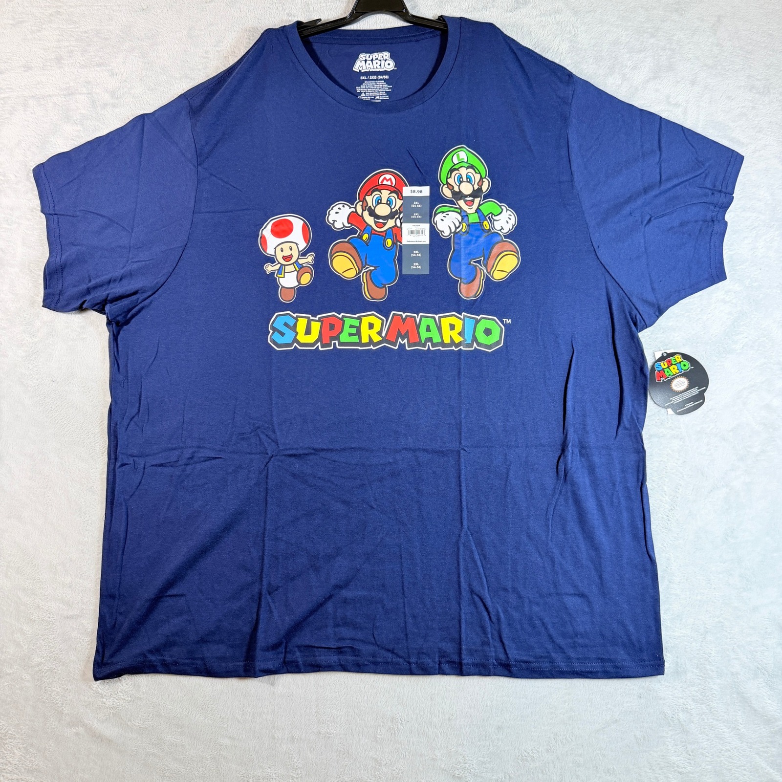 Super Mario Bros Mens Group Run Graphic T-Shirt Navy Blue 3xl Mad Engine Nwt